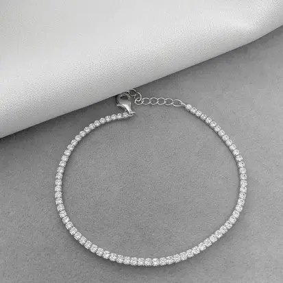PULSEIRA RIVIERA BANHO RODIO BRANCO EXTENSOR
